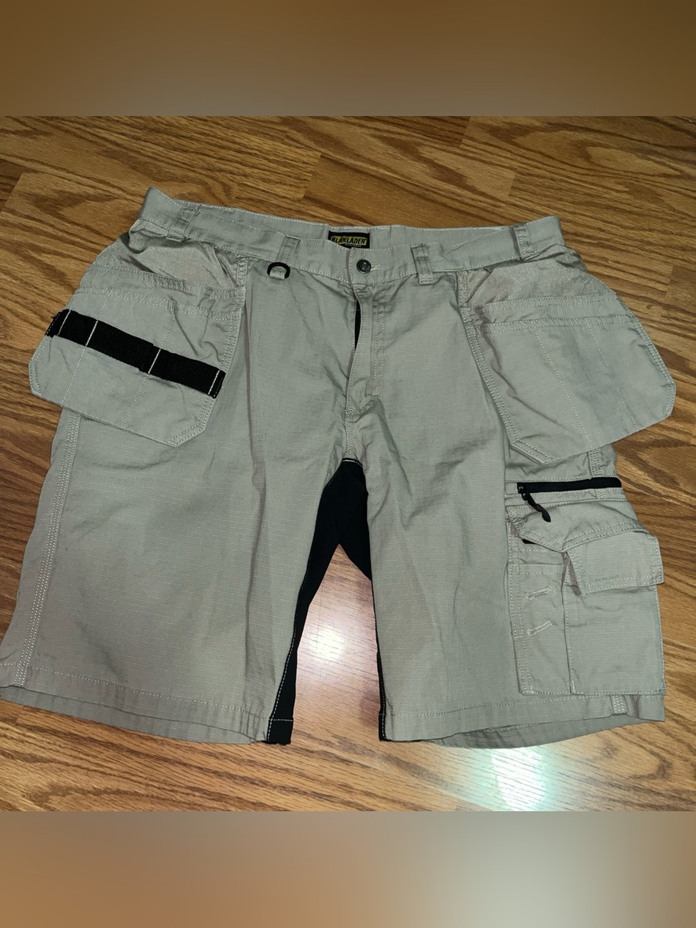 Blaklader Shorts Mens 36 Beige Canvas Workwear Utility Cargo Tool Pockets